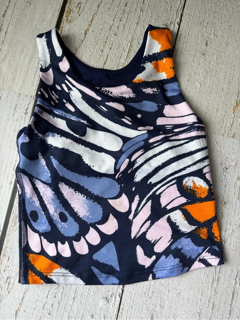 Athletic Works Navy Tank Top with Orange, Pink & Light Blue Abstract Print